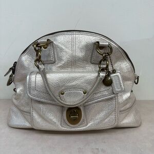 Vintage Coach Ivory Metallic Legacy Bowling Bag